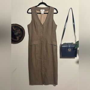 Vintage Worthington Brown Checkered Midi Dress